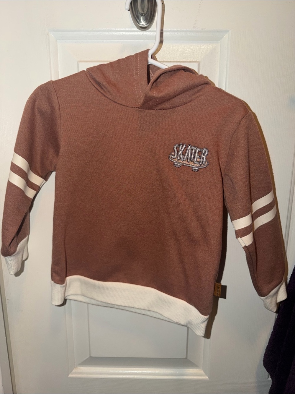 Kids Brown 'Skater' Hooded Sweatshirt with White Trim
